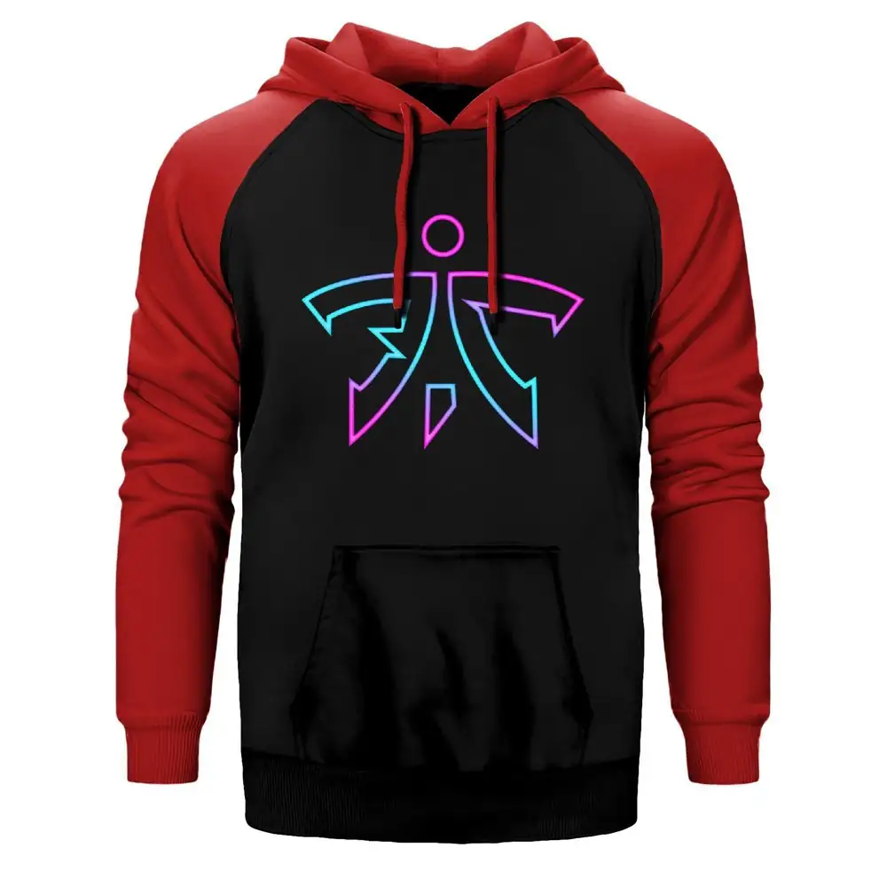 Fnatic Neon Hoodie, Double Color Raglan Sleeve Red Sweatshirt