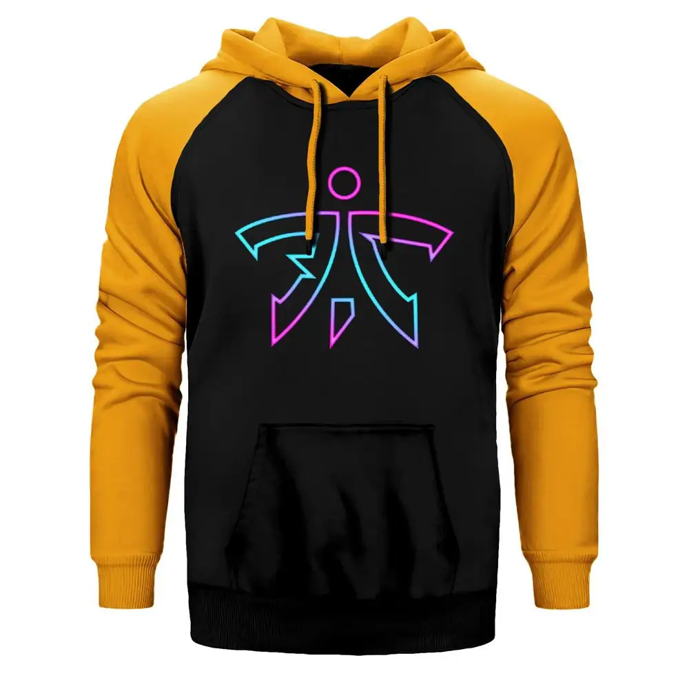 Fnatic Neon Hoodie, Double Color Raglan Sleeve Yellow Sweatshirt