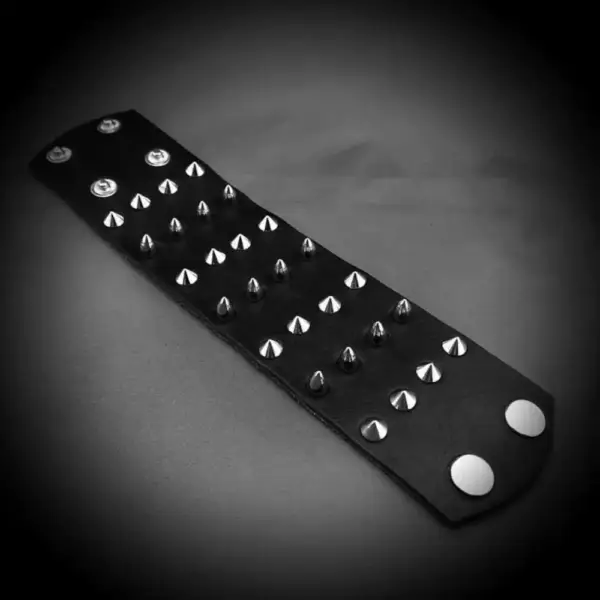 Four Rows Spike  Genuine Leather Bracelet - Image 2