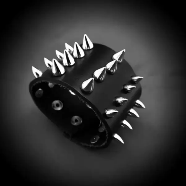 Four Rows Spike  Genuine Leather Bracelet