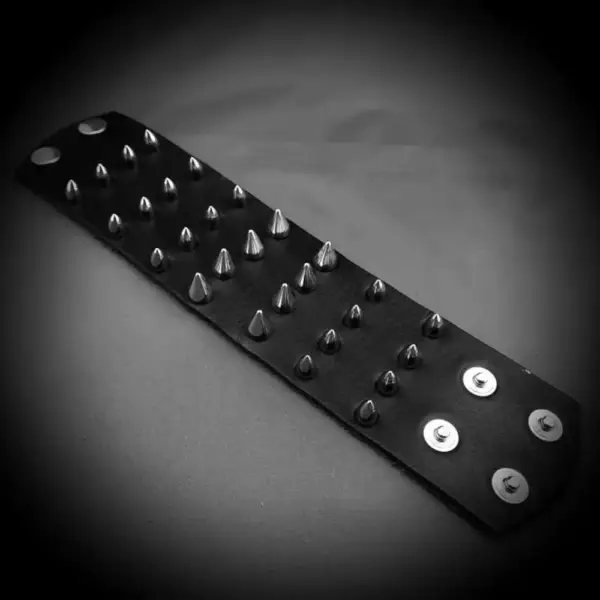 Four Rows Spike  Genuine Leather Bracelet - Image 2