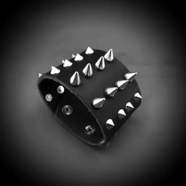 Four Rows Spike  Genuine Leather Bracelet