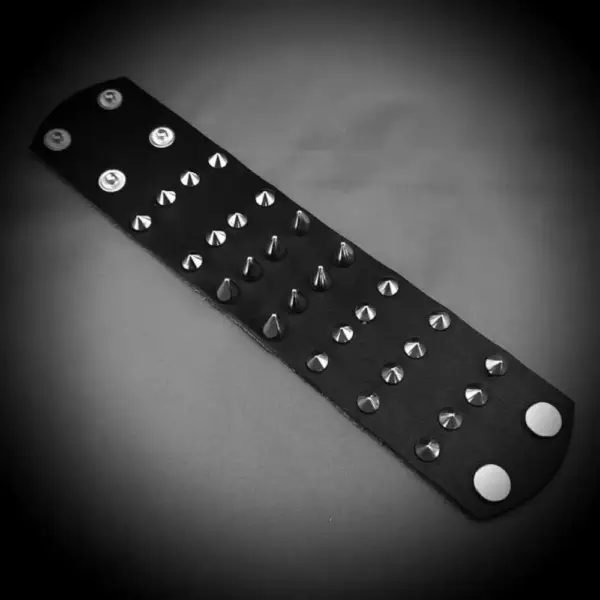 Four Rows Spike  Genuine Leather Bracelet - Image 2