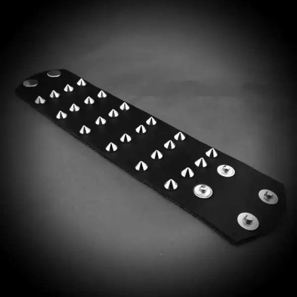 Four Rows Spike  Genuine Leather Bracelet - Image 2