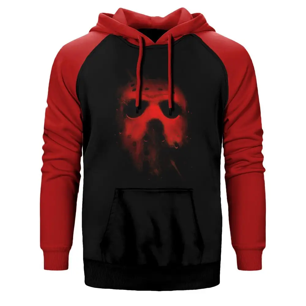Friday The 13Th Hoodie, Double Color Raglan Sleeve Red Sweatshirt
