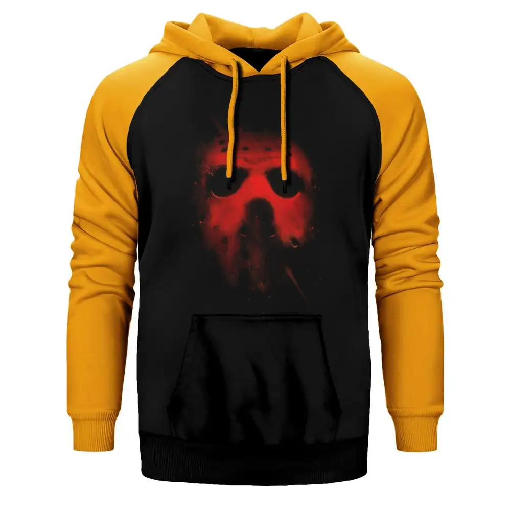 Friday The 13Th Hoodie, Double Color Raglan Sleeve Yellow Sweatshirt