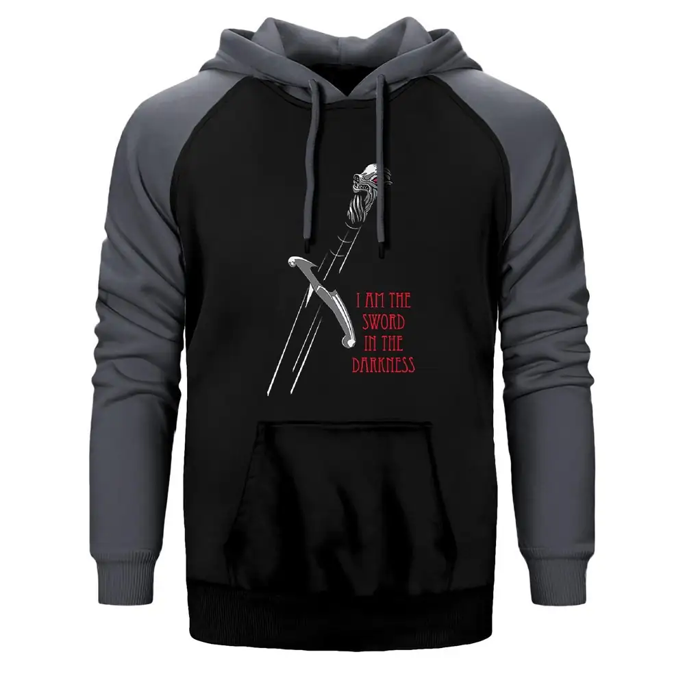 Game of Thrones Sword in the Darkness Hoodie, Double Color Raglan Sleeve Gray Sweatshirt