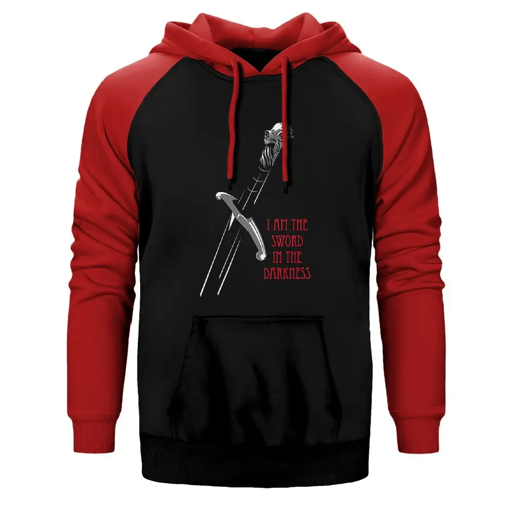 Game of Thrones Sword in the Darkness Hoodie, Double Color Raglan Sleeve Red Sweatshirt