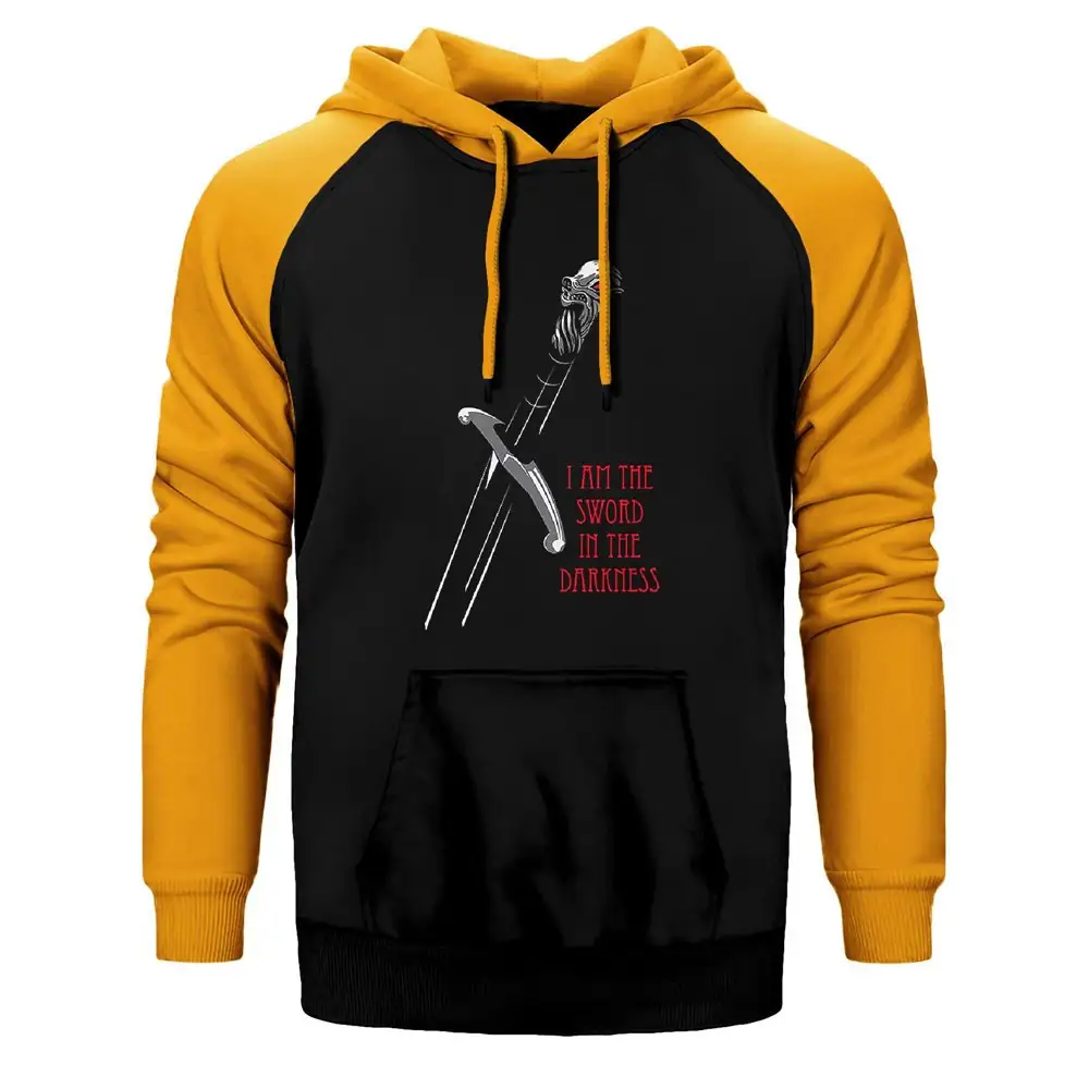 Game of Thrones Sword in the Darkness Hoodie, Double Color Raglan Sleeve Yellow Sweatshirt