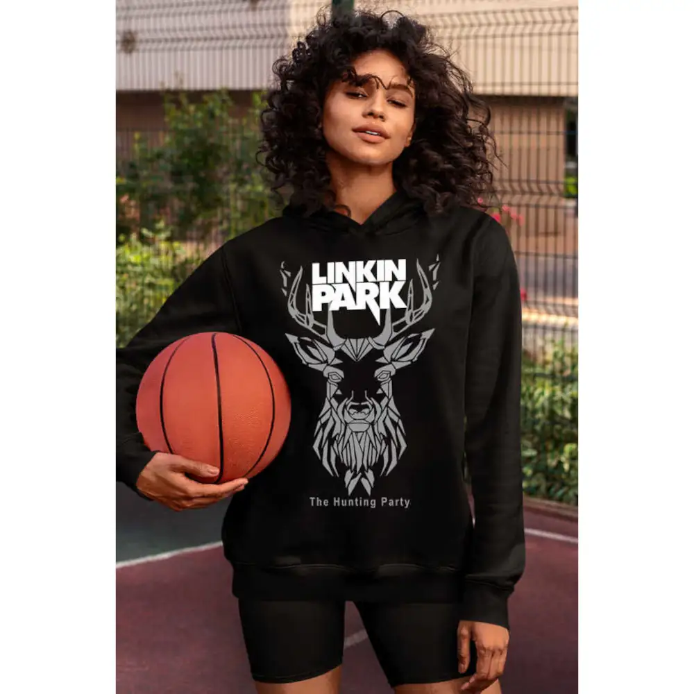 Geometric Deer Women's Hodie Thick Black Sweatshirt