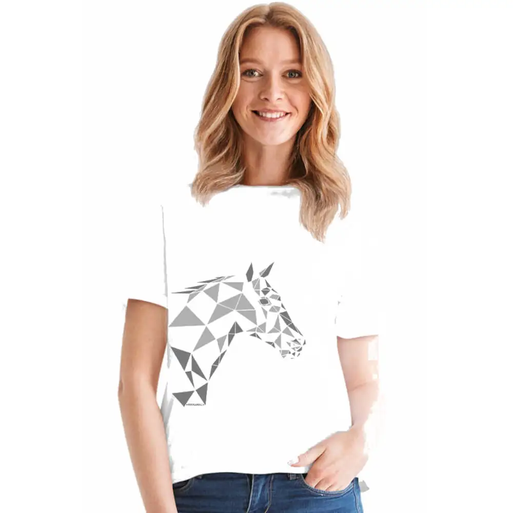 Geometric Horse Short Sleeve Women's White T-shirt