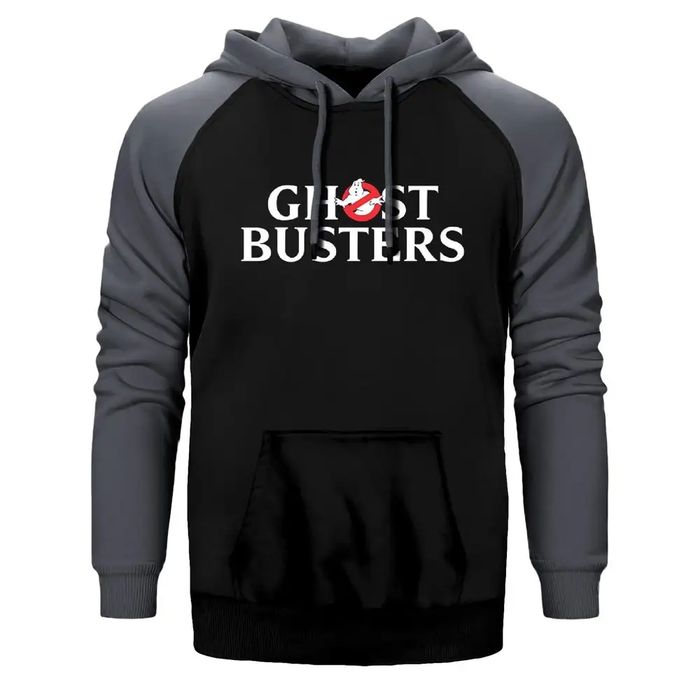 Ghostbusters Hoodie, Double Color Raglan Sleeve Gray Sweatshirt