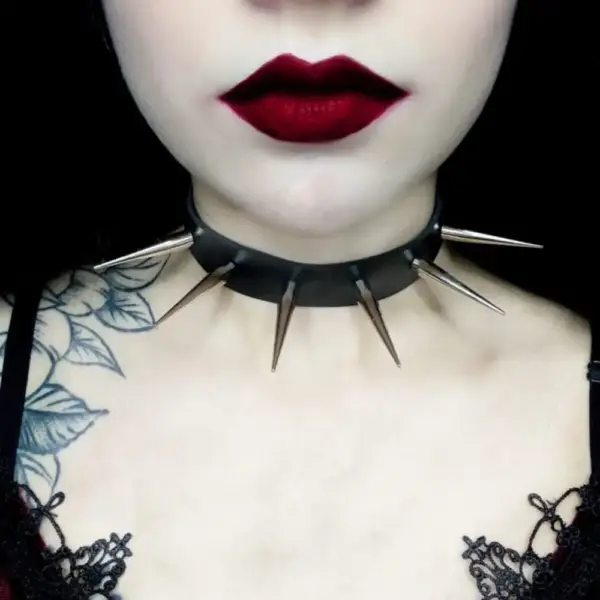 Gothic Punk Extra Long Studded Chocker, Faux Leather Collar, Studded Chocker, Spkile Chocker