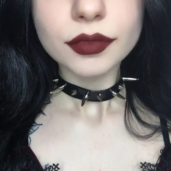 Gothic Punk Spiked Patent Leather Collar Necklace Choker