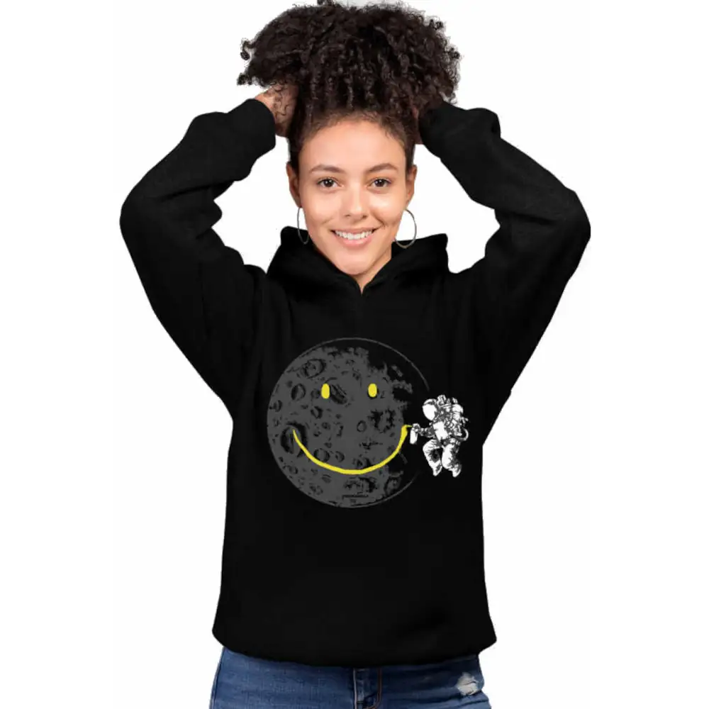 Graffiti Astronaut Women's Hodie Thick Black Sweatshirt
