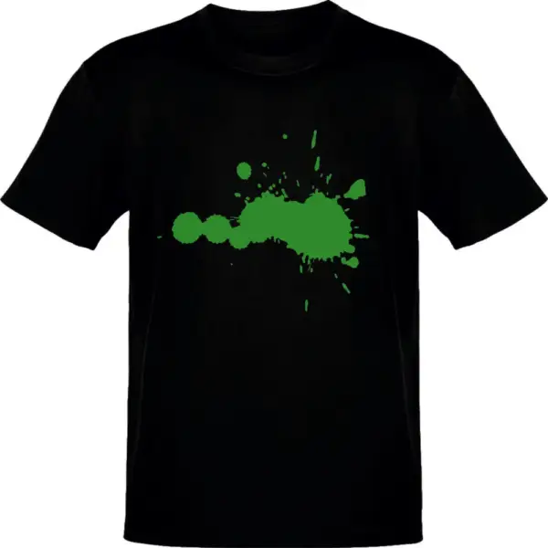 Green Splash Black T-Shirt