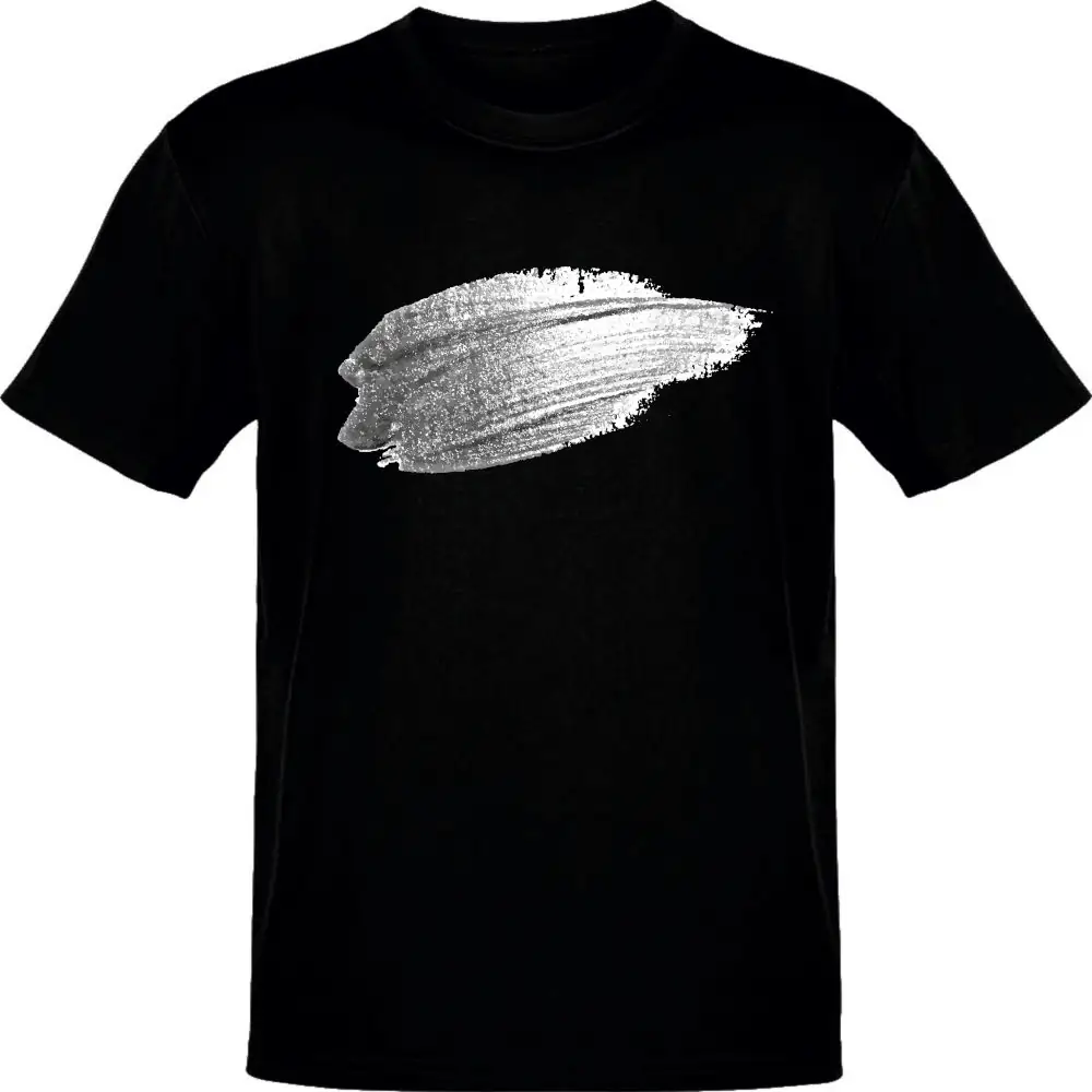 Grey Brush Stroke Black T-Shirt