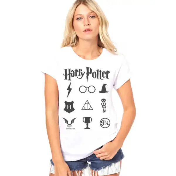 HP Symbols Women's Short Sleeve White T-Shirt
