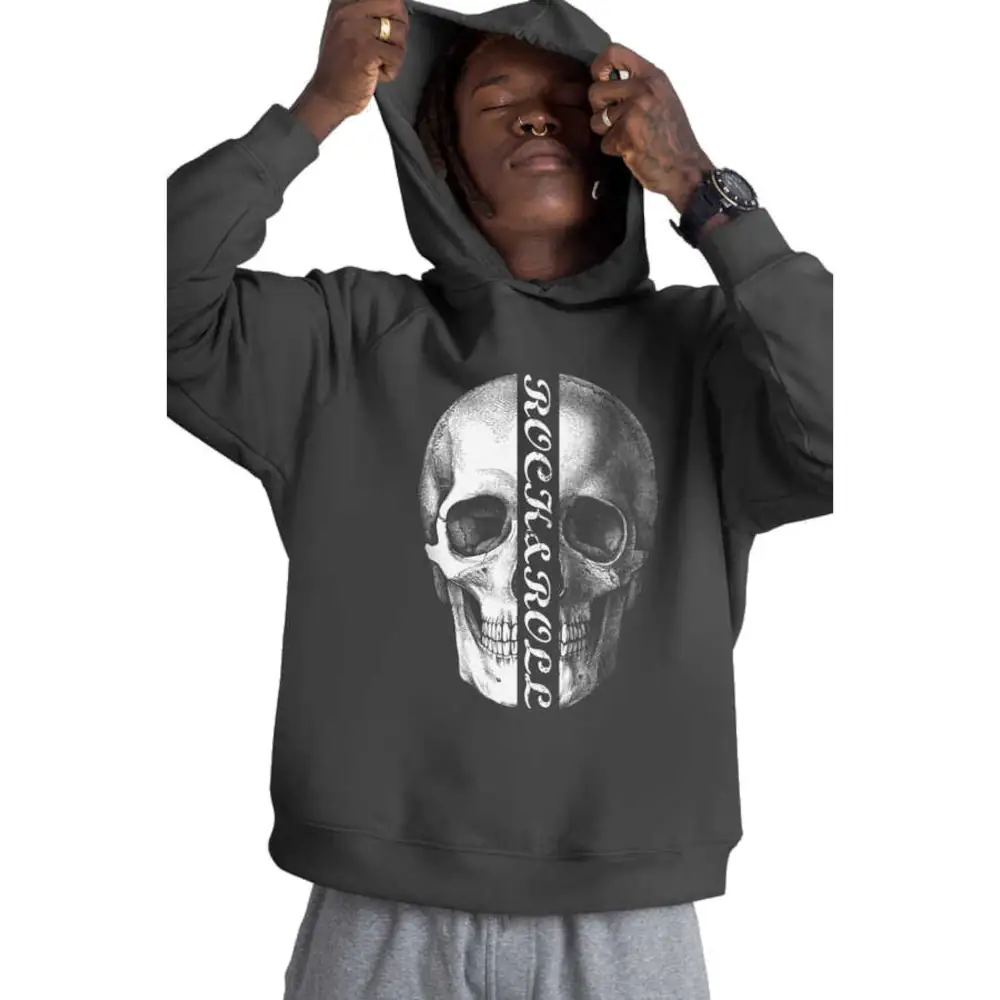 Half Skull Anthracite Hoodie Thick Men's Sweatshirt