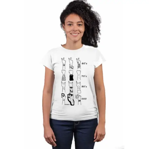 Hands And Years Short Sleeve Women's White T-shirt