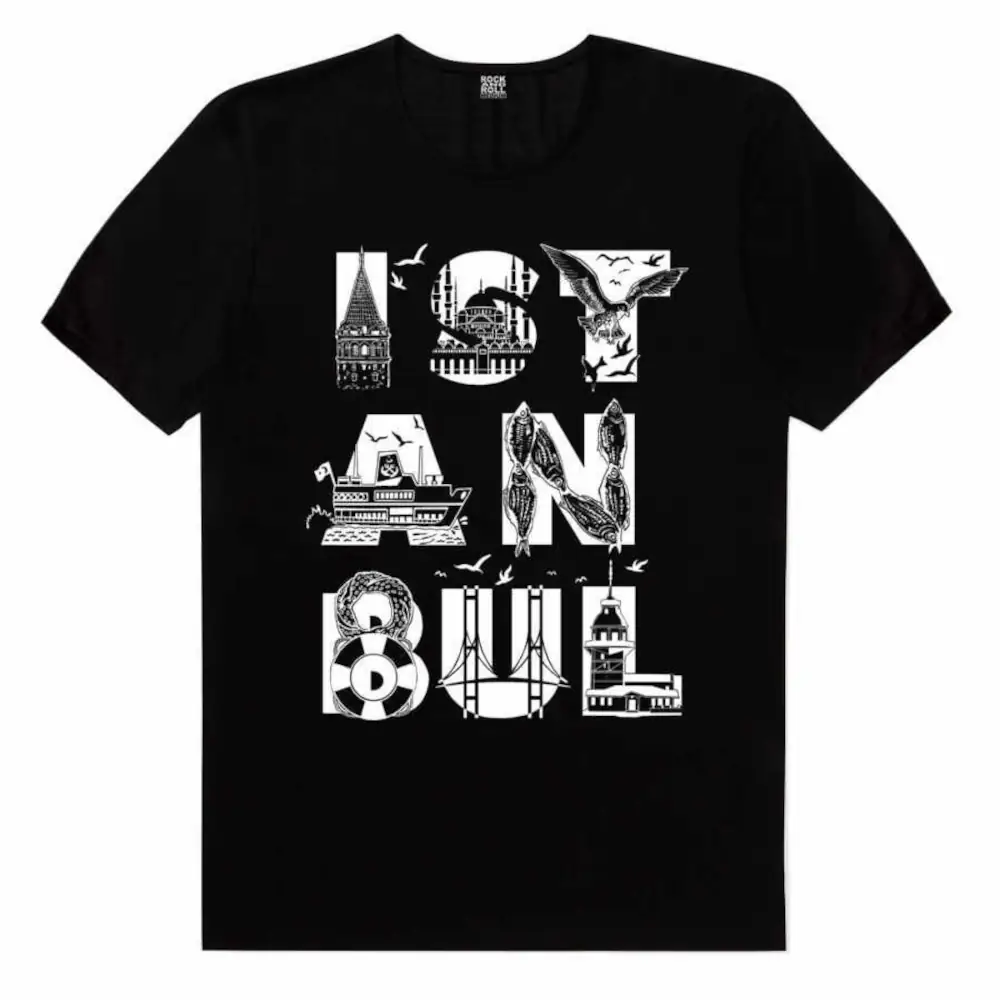 Istanbul Letters Short Sleeve Black T-Shirt