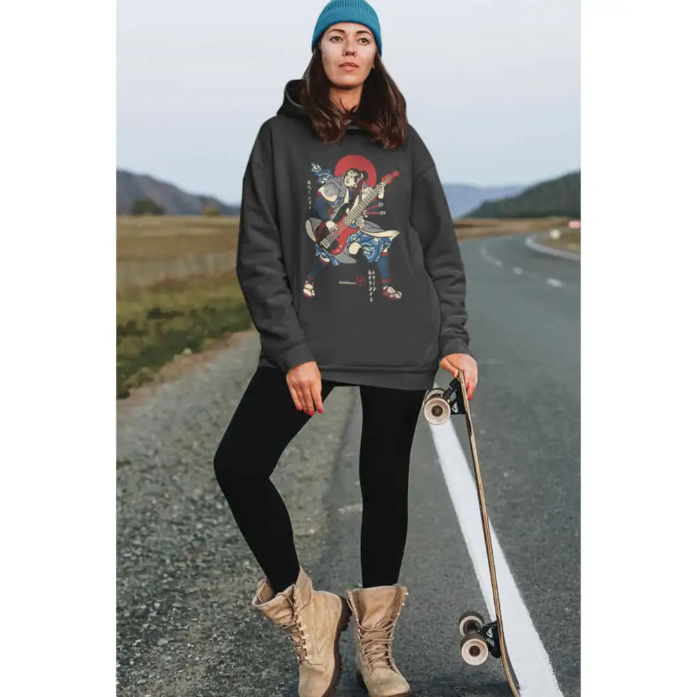 Japanese Bassist Hoodie Thick Oversize Women's Anthracite Sweatshirt