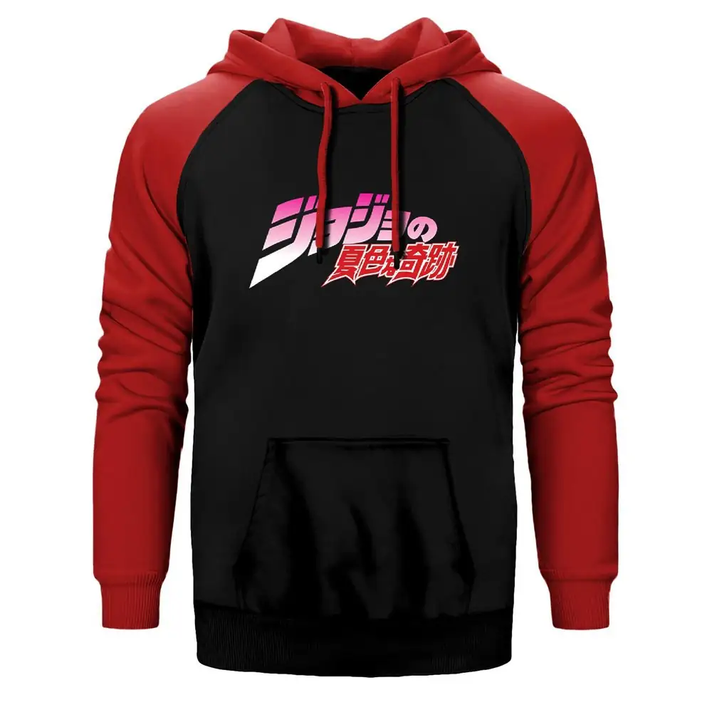 Jojo Hoodie, Double Color Raglan Sleeve Red Sweatshirt