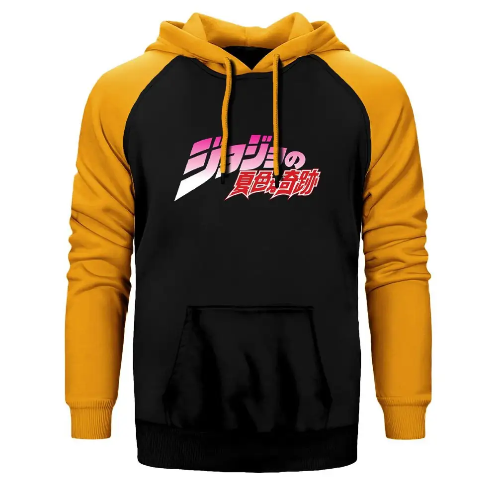 Jojo Hoodie, Double Color Raglan Sleeve Yellow Sweatshirt