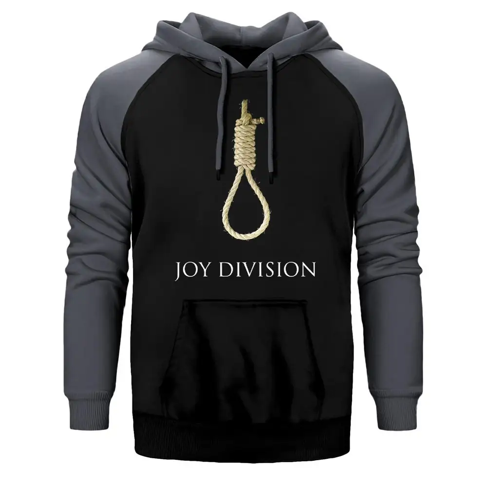 Joy Division Hang Hoodie, Double Color Raglan Sleeve Gray Sweatshirt