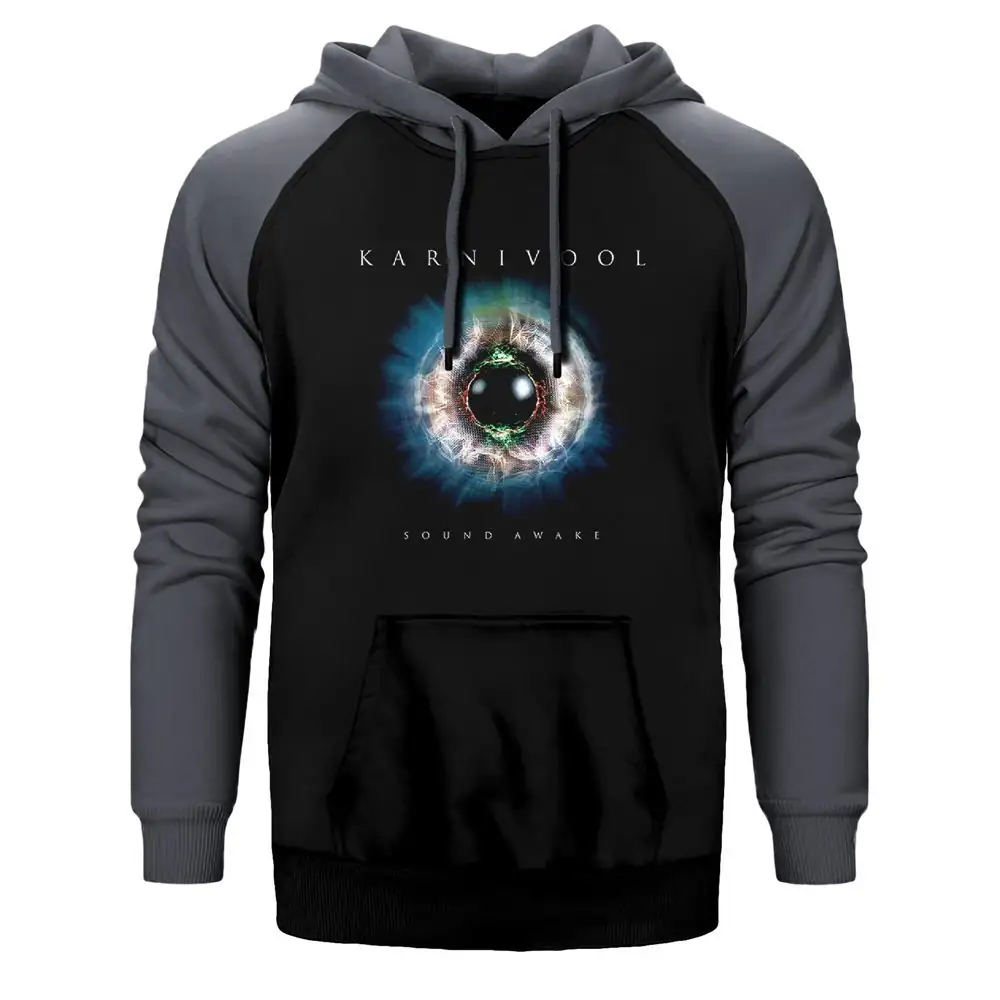 Karnivool Sound Awake Hoodie, Double Color Raglan Sleeve Gray Sweatshirt