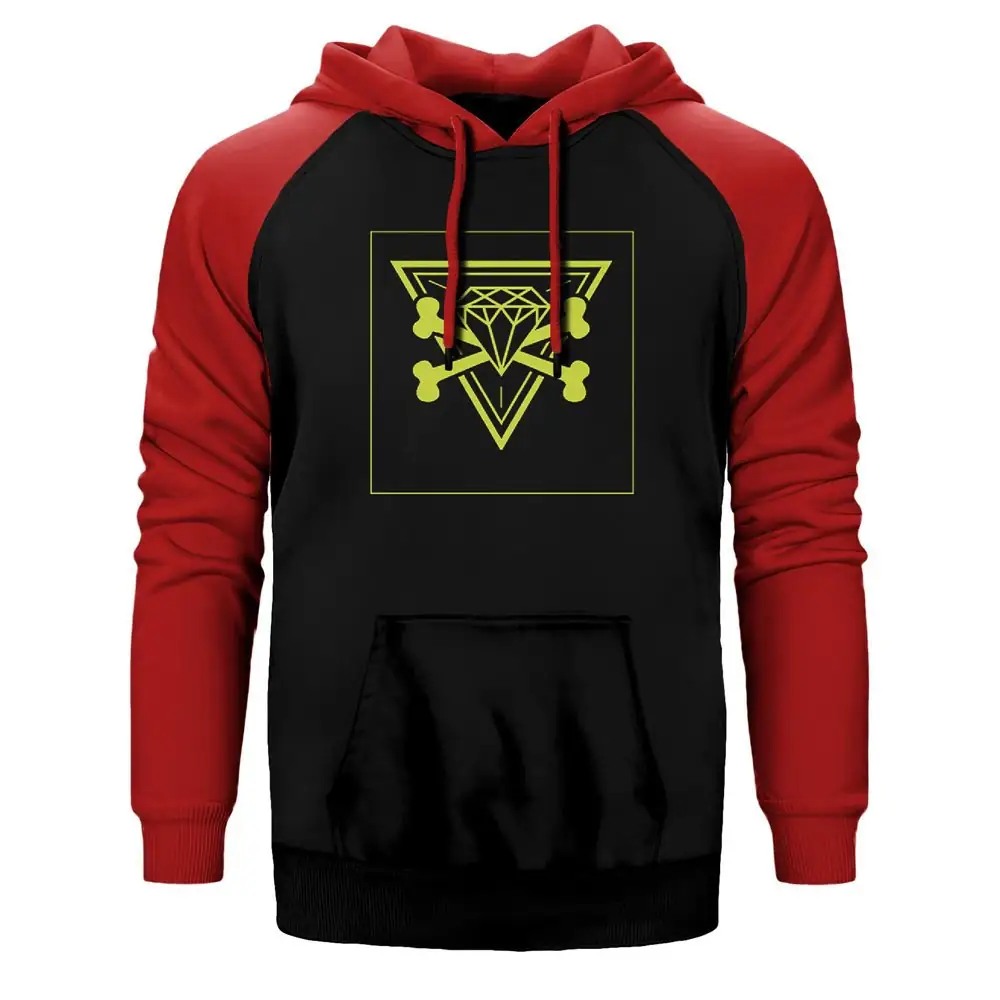Kesha Hoodie, Double Color Raglan Sleeve Red Sweatshirt