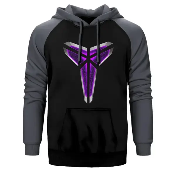 Kobe Bryant Mamba Hoodie, Double Color Raglan Sleeve Gray Sweatshirt