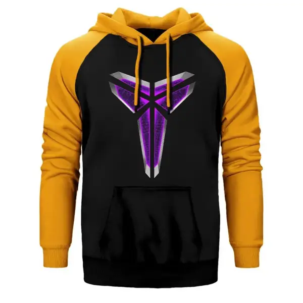 Kobe Bryant Mamba Hoodie, Double Color Raglan Sleeve Yellow  Sweatshirt