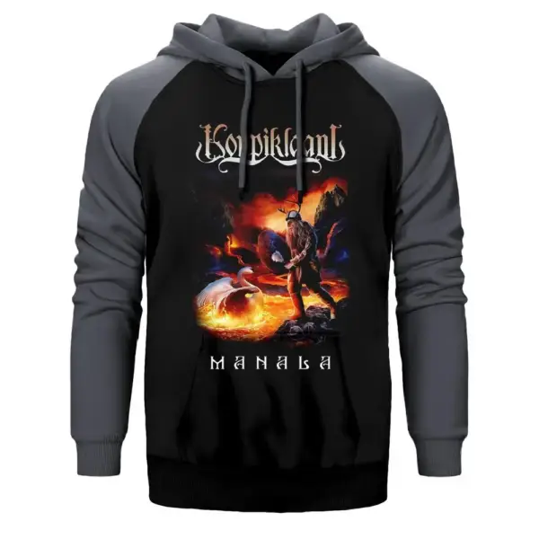Korpikland Manala Hoodie, Double Color Raglan Sleeve Gray Sweatshirt