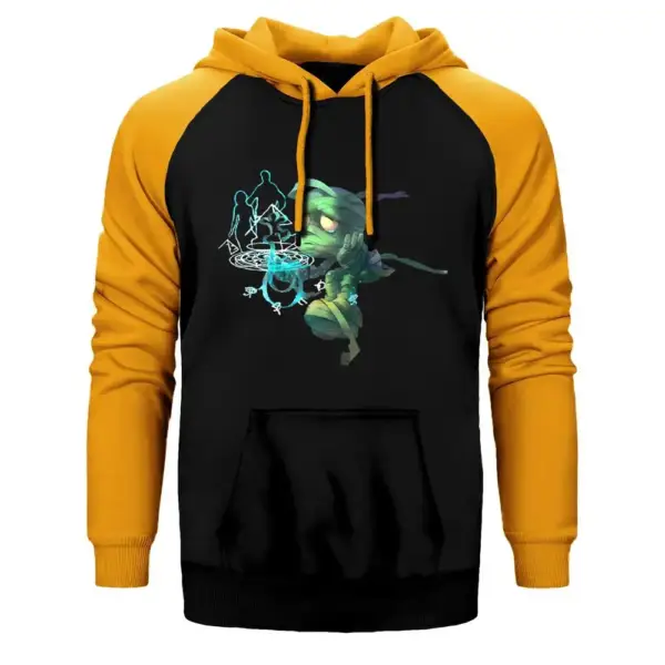League of Legends Amumu Hoodie, Double Color Raglan Sleeve Yellow Sweatshirt