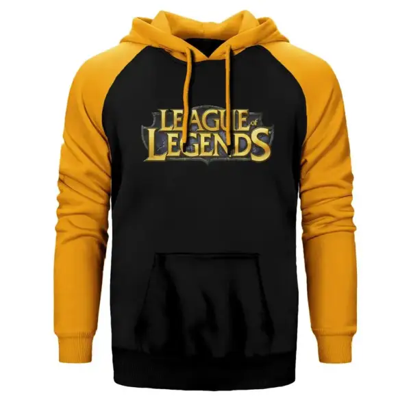 League of Legends Logo Hoodie, Double Color Raglan Sleeve Yellow  Sweatshirt