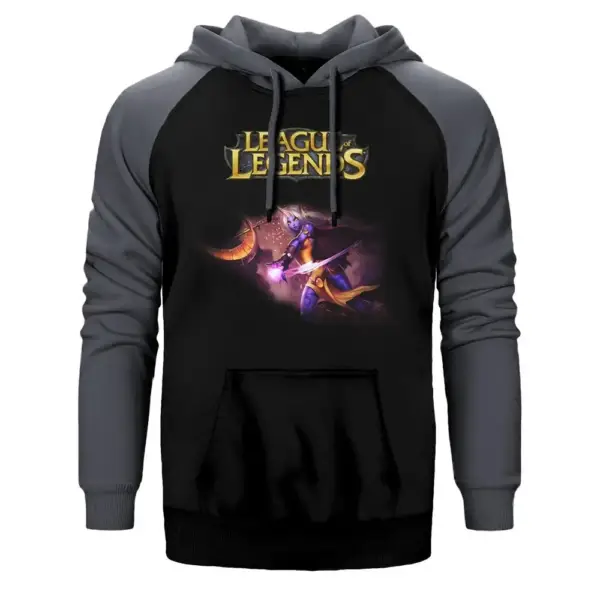 League of Legends - Soraka Hoodie, Double Color Raglan Sleeve Gray Sweatshirt
