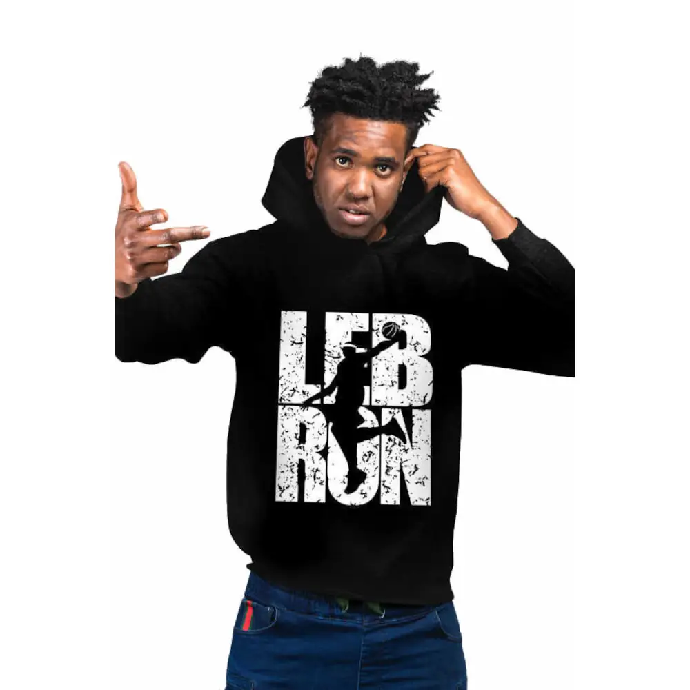 Lebron Men's Letter Hoodie Black Sweatshirt