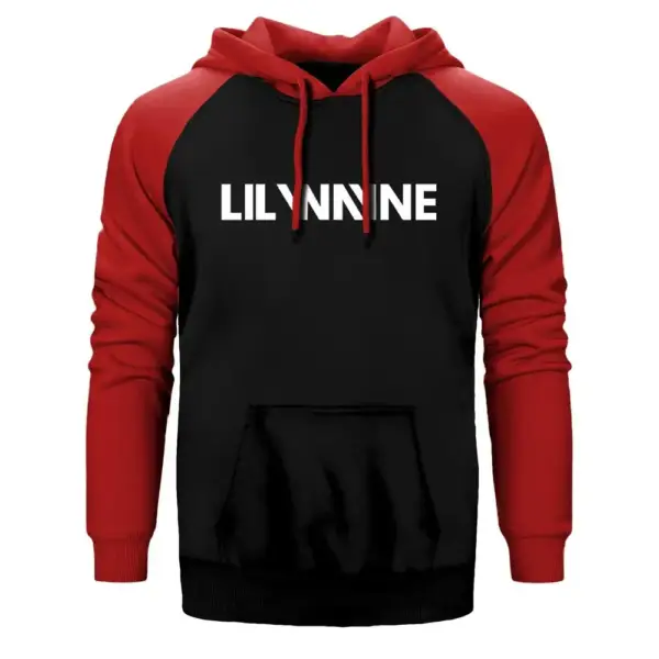 Lil Wayne Text Hoodie, Double Color Raglan Sleeve Red Sweatshirt