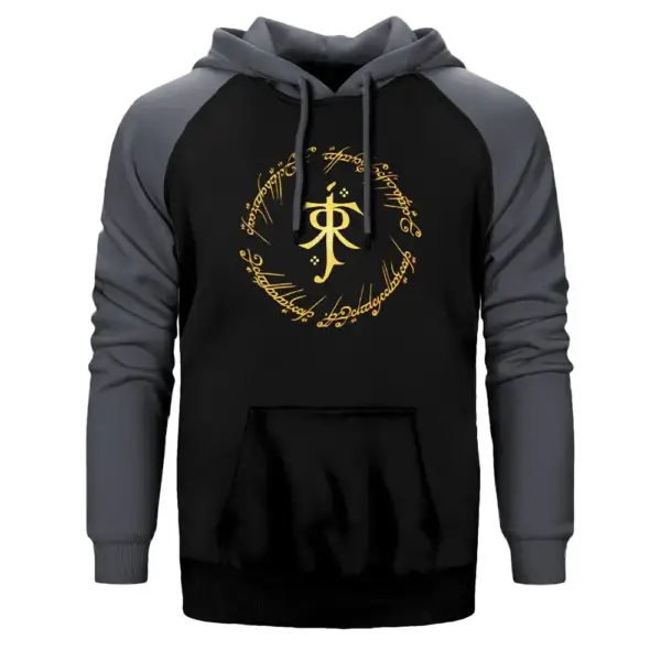 Lord Of The Rings Hoodie, Double Color Raglan Sleeve Gray Sweatshirt