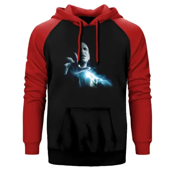 Lord Voldemort Hoodie, Double Color Raglan Sleeve Red Sweatshirt