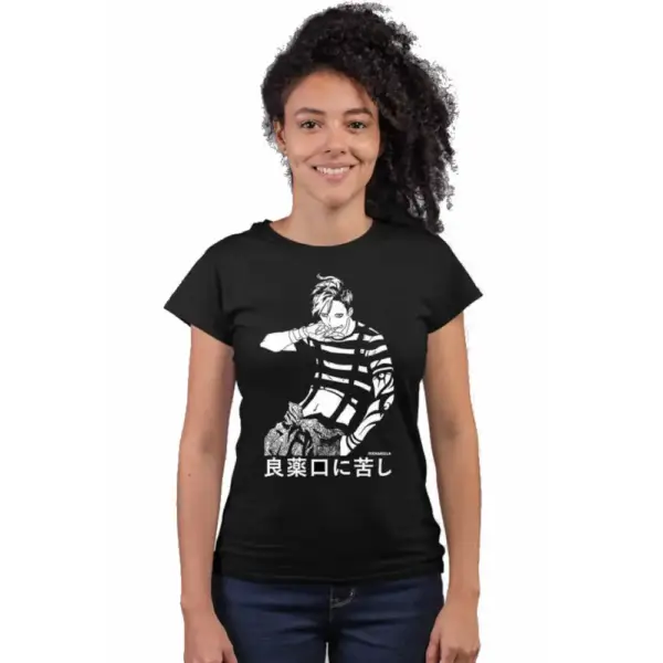 Manga Boy Short Sleeve Women's Black T-shirt
