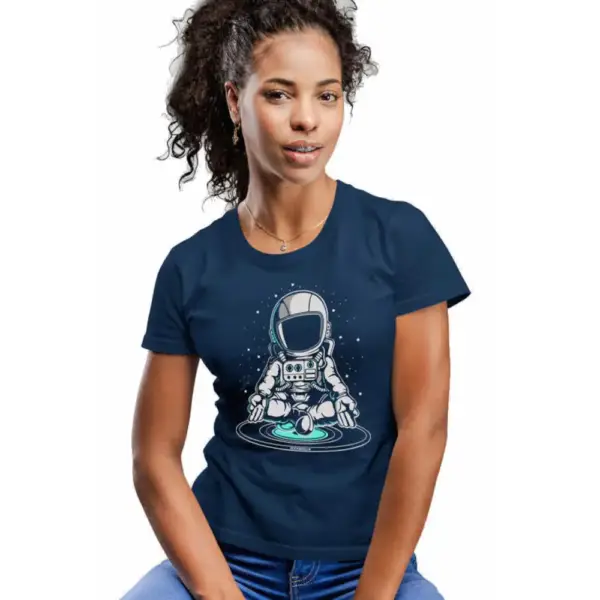 Meditastronaut Women's Short Sleeve Navy Blue T-shirt