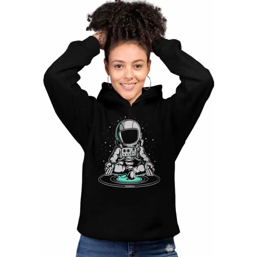 Meditastronaut Women's Hodie Thick Black Sweatshirt