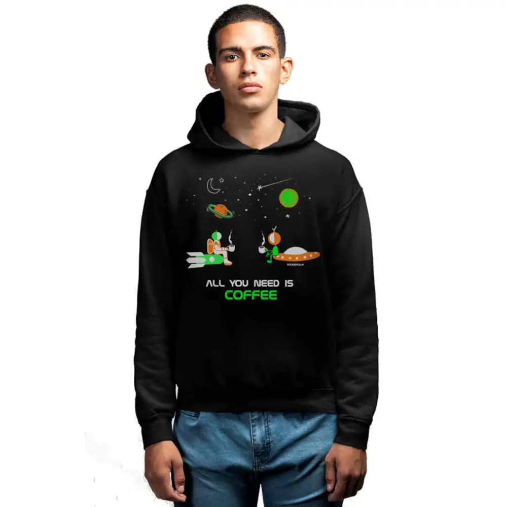 Men's Black Sweatshirt in Space Coffee Hoodie