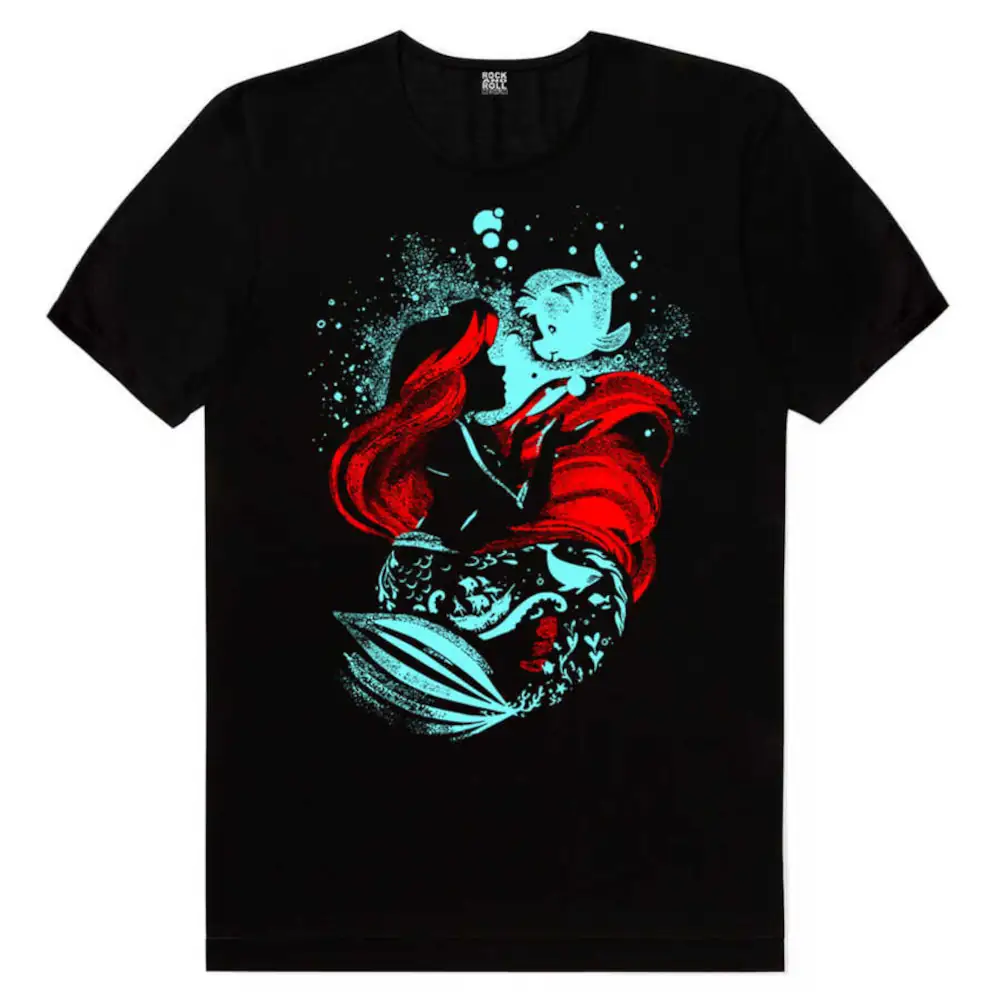 Mermaid Short Sleeve Men's Black T-shirt