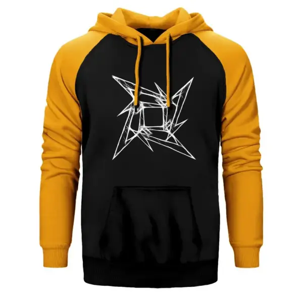 Metallica Blade Dream Hoodie, Double Color Raglan Sleeve Yellow Sweatshirt