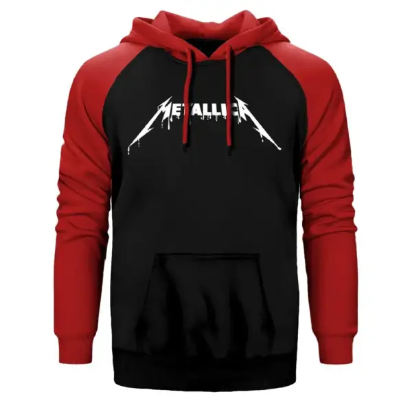 Metallica Cry Hoodie, Double Color Raglan Sleeve Red Sweatshirt