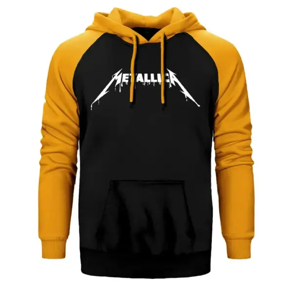 Metallica Cry Hoodie, Double Color Raglan Sleeve Yellow Sweatshirt