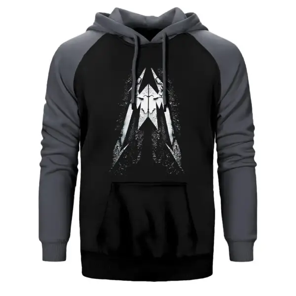 Metallica Distortion Logo Hoodie, Double Color Raglan Sleeve Gray Sweatshirt